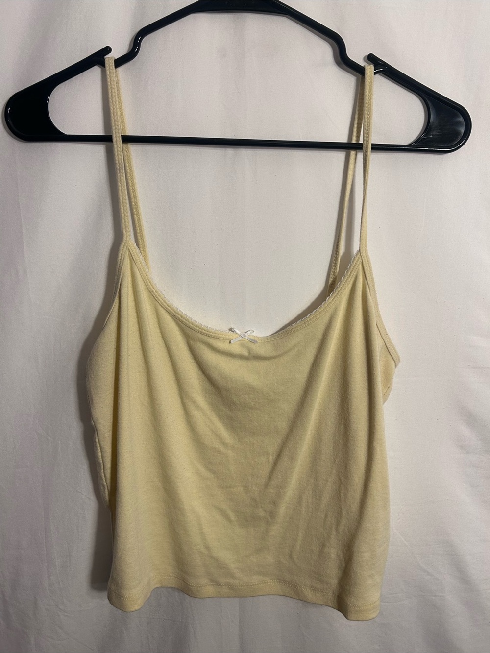 Garage Butter Yellow Spaghetti Strap Cami with Small Bow Accent